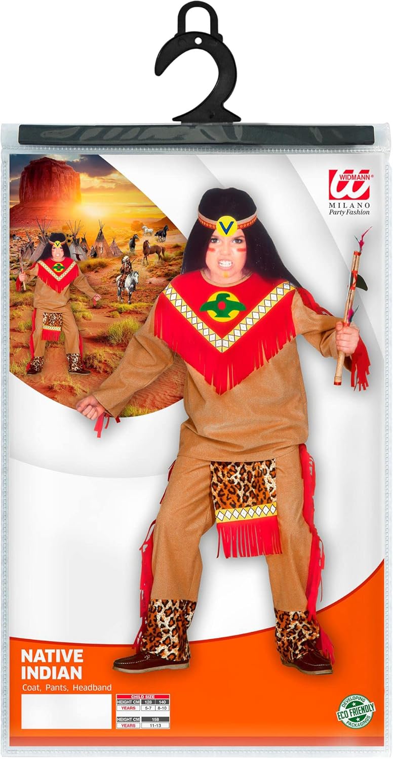Children's Sitting Bull Child 158cm Costume for Wild West Indian Fancy Dress
