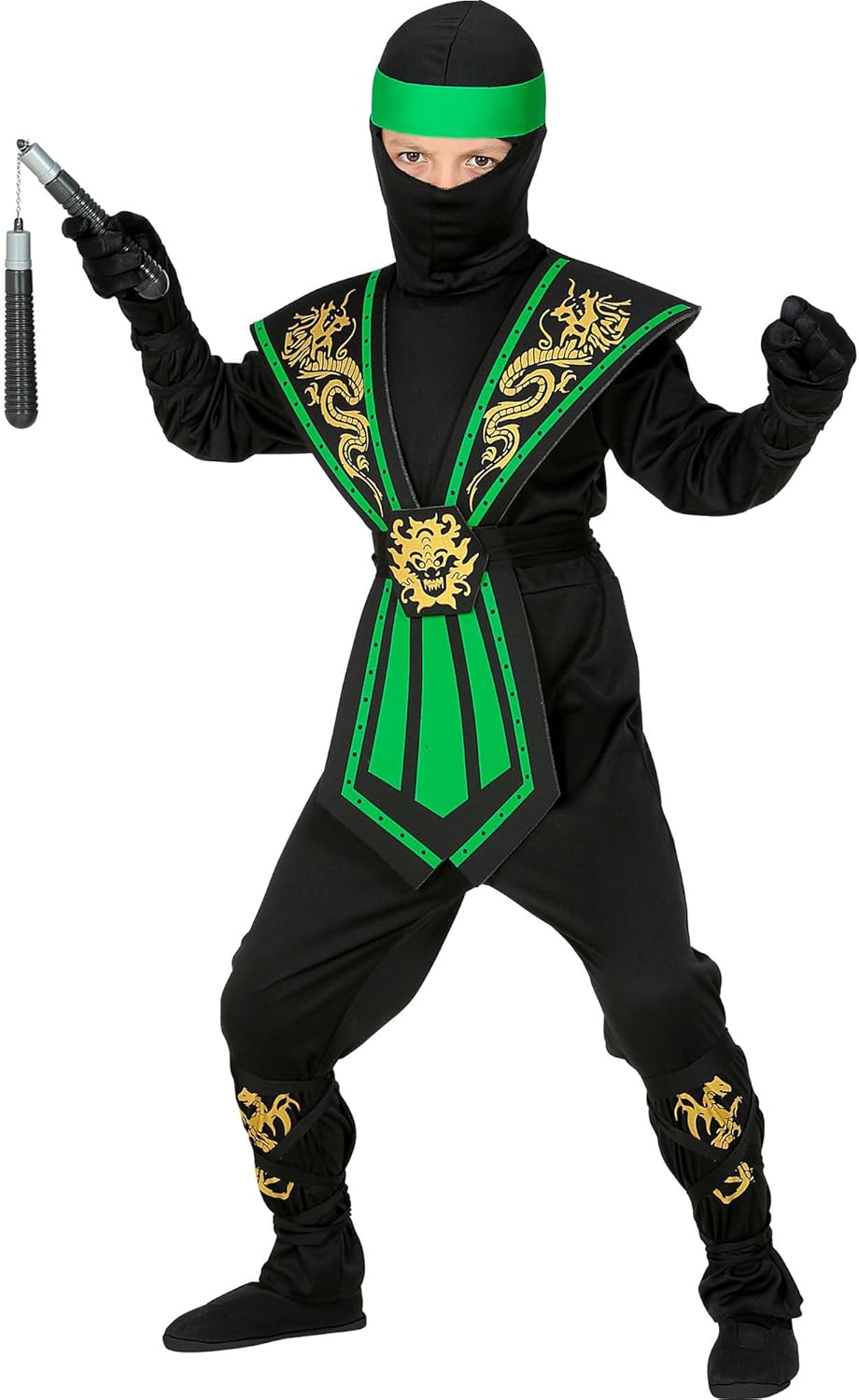 Widmann Unisex Kids Kinderkostüm Ninja Mit Waffenset - 158 Black - Green