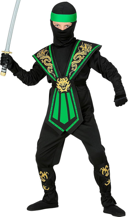 Widmann Unisex Kids Kinderkostüm Ninja Mit Waffenset - 158 Black - Green