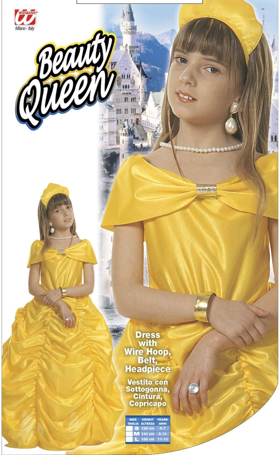 Children's Beauty Queen Yellow Dress Costume Large 11-13 yrs (158cm) for Fairytale Fancy Dress