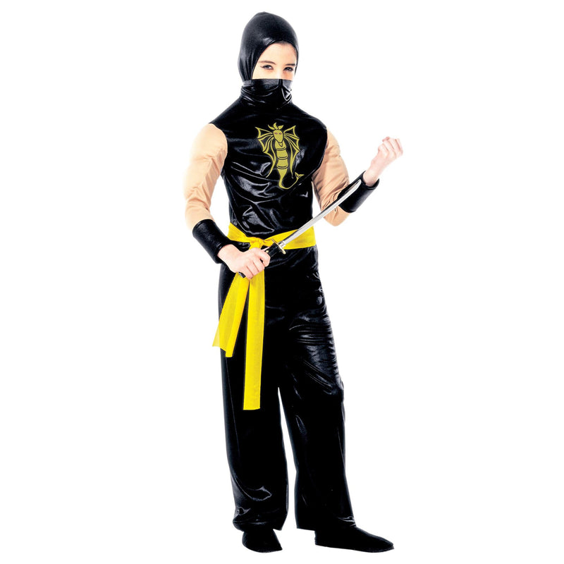 Widmann Power Ninja Costume for Kids 11-13 years/ Large Black/Yellow