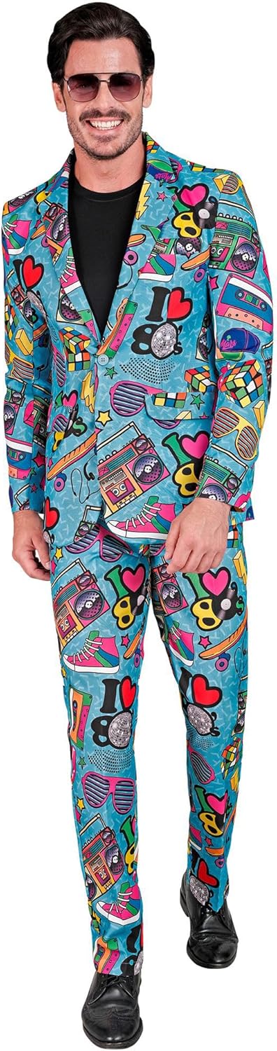 Widmann Men's Costume Party Fashion Suit 80s Costume party fashion suit 80s (pack of 1) XL Multicoloured