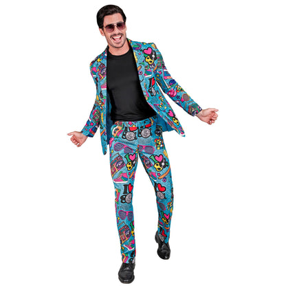 Widmann Men's Costume Party Fashion Suit 80s Costume party fashion suit 80s (pack of 1) XL Multicoloured