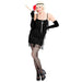 Widmann - Charleston costume, dress and headband, black strap dress with fringes, sequin headband with black feather, 20s, flapper