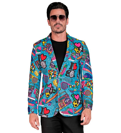 Widmann The 80s Party Fashion Jacket (Jacket) (XL) Turquoise / Light Blue