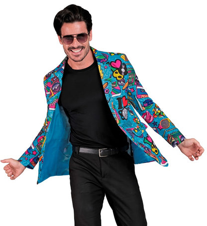 Widmann The 80s Party Fashion Jacket (Jacket) (XL) Turquoise / Light Blue