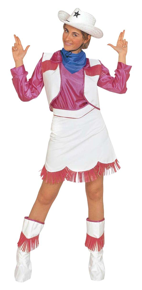 Ladies Cow Girl Pink/White Costume Medium UK 10-12 for Wild West Cowboy Fancy Dress