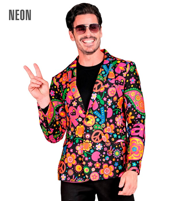 Widmann Neon Hippie Party Fashion Jacket (Jacket) (L) Different Colors