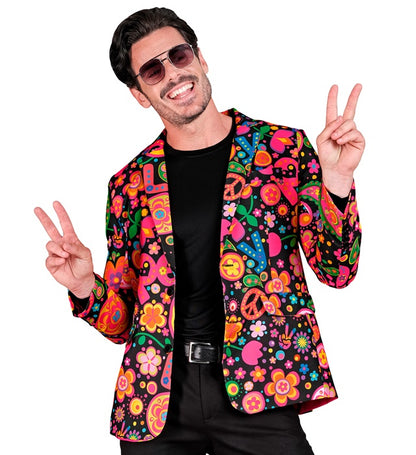 Widmann Neon Hippie Party Fashion Jacket (Jacket) (L) Different Colors