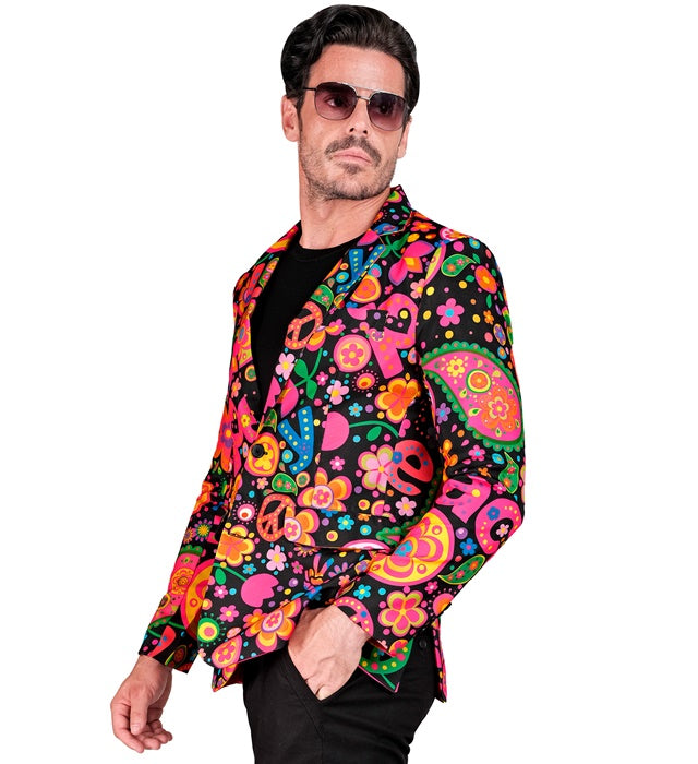 Widmann Neon Hippie Party Fashion Jacket (Jacket) (L) Different Colors