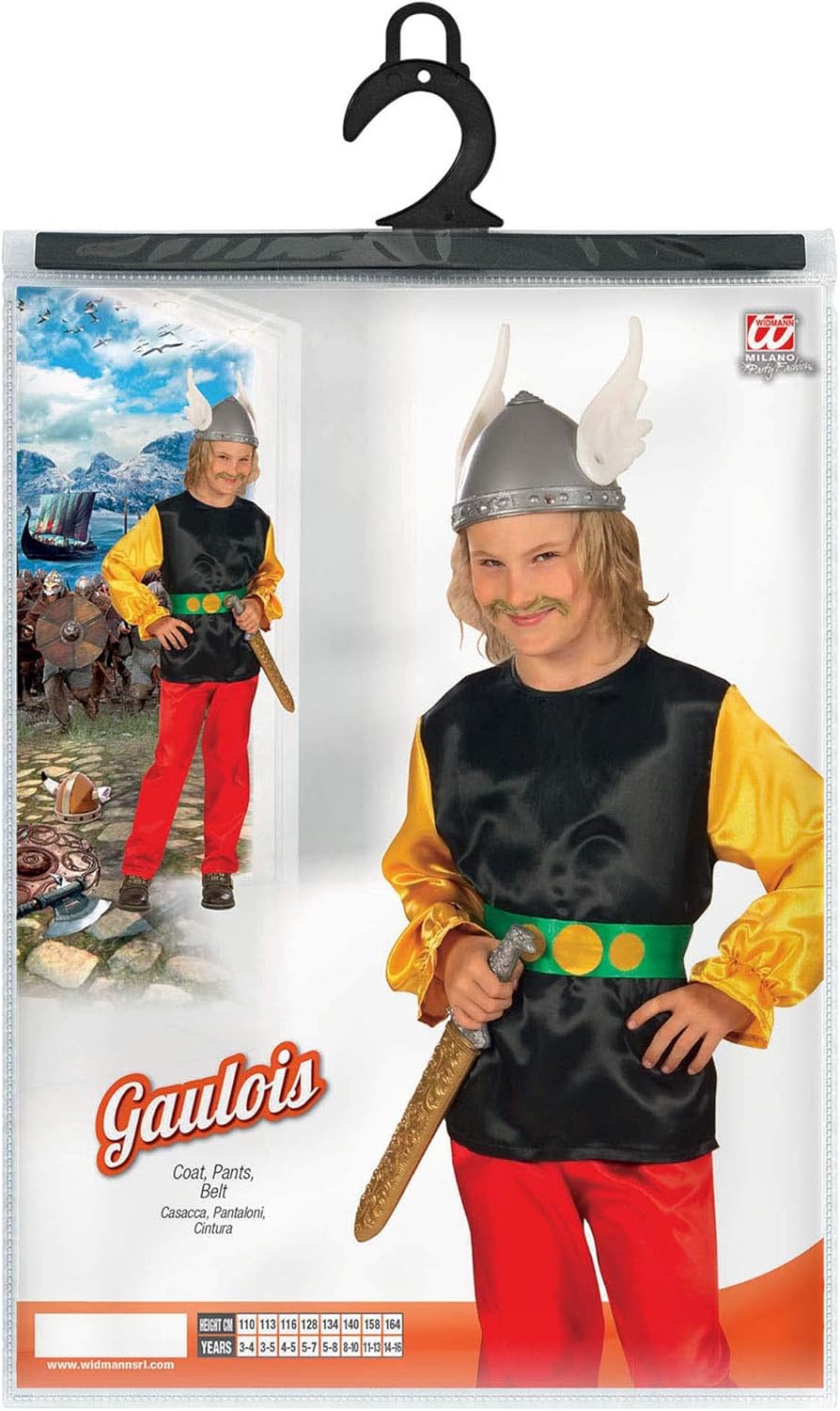 Widmann 41967 Asterix Gaulois Tunic Trousers Belt Costumes Complete Child Party 217, Multi-Coloured, 8 à 10 anni