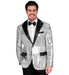 Widmann Party Fashion Jacket (Silver Sequin Jacket With Satin Collar And Pockets) (XL) Silver