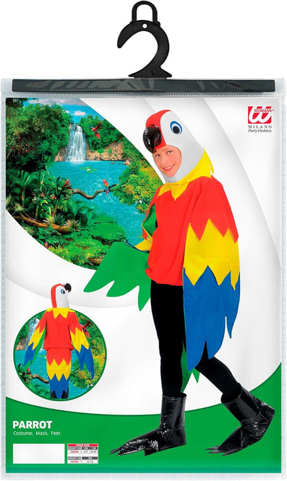 Widmann - Children's Parrot Costume Mask Paw Animal Bird Theme Party Carnival 5-7 Years/Small
