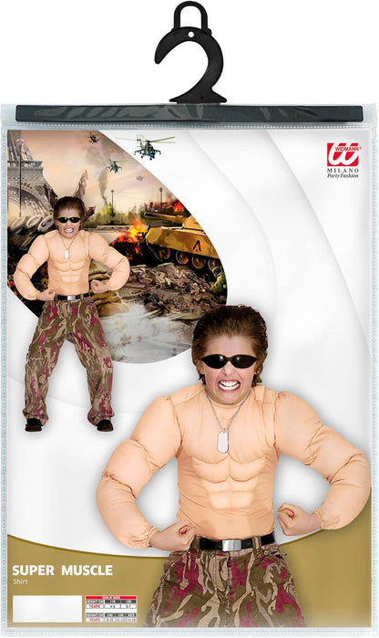 Children's Super Muscle Shirt Child 140cm Costume Medium 8-10 yrs (140cm) for Super Hero Fancy Dress
