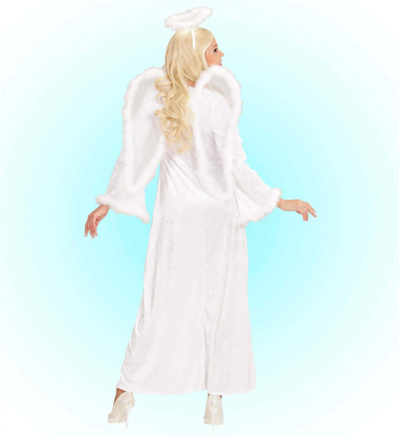 Widmann 44173 Velvet Adult CELESTIAL ANGEL COSTUME, DRESS WITH FEATHERS, Wings, Halo L Multi-coloured