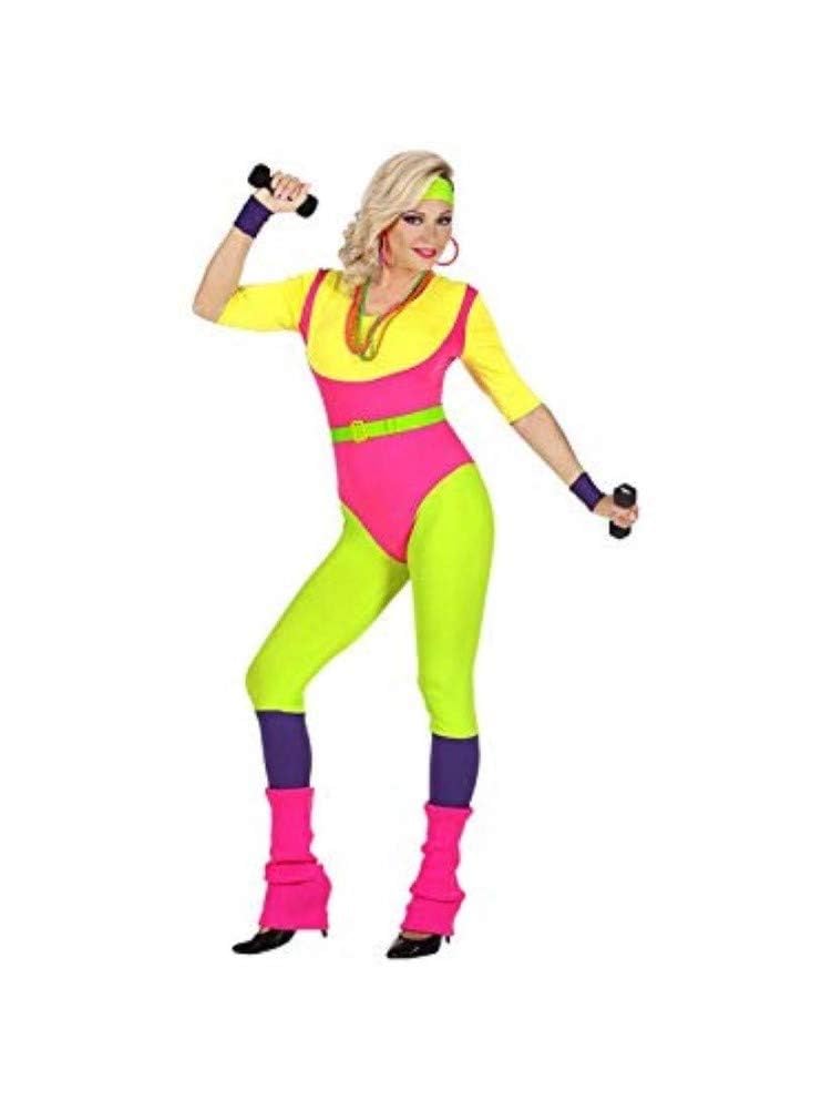 Widmann - Kostüm 80er Jahre Mode Girl, ärmelloses Shirt, Leggings, Beinstulpen, Stirnband, 2 Armbänder, Disco, Mottoparty, Karneval
