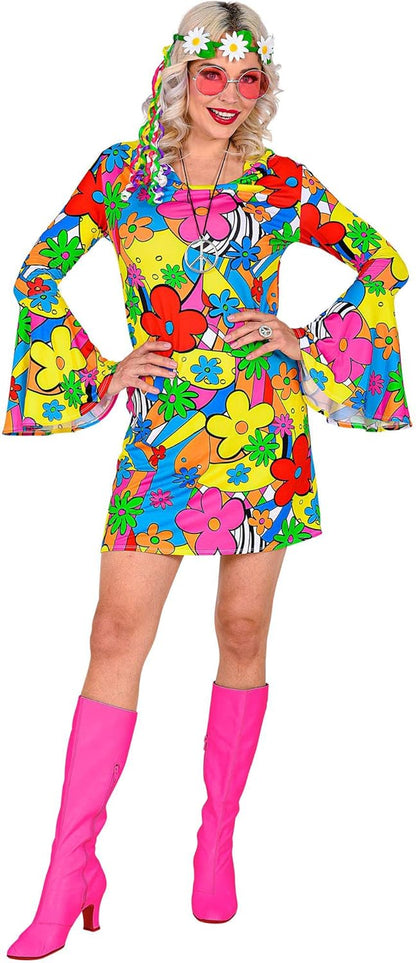Widmann Adult Costume The 70s Groovy Style, Flower Dress, Hippie, 70s, Theme Party, Carnival XS
