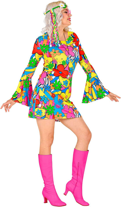 Widmann Adult Costume The 70s Groovy Style, Flower Dress, Hippie, 70s, Theme Party, Carnival XS