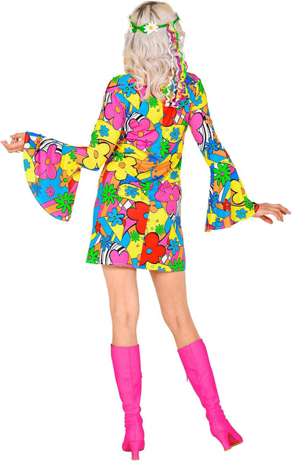 Widmann Adult Costume The 70s Groovy Style, Flower Dress, Hippie, 70s, Theme Party, Carnival XS