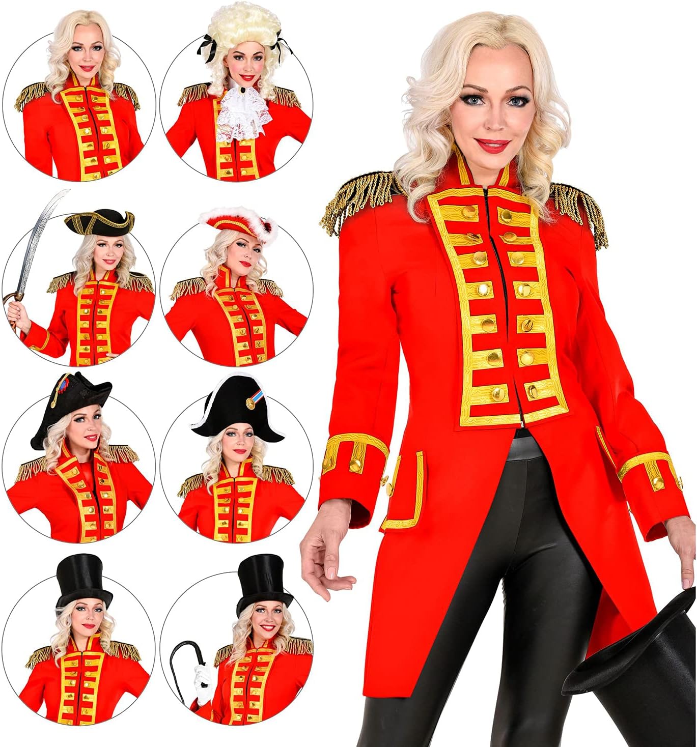Widmann Red Guard Uniform for Women, Parade Tailcoat, Jacket, Coat, Circus Director, Costume, Carnival, Theme Party XL