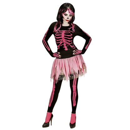 "PINK SKELETON" (shirt, pants, tutu, fingerless gloves) - (M)