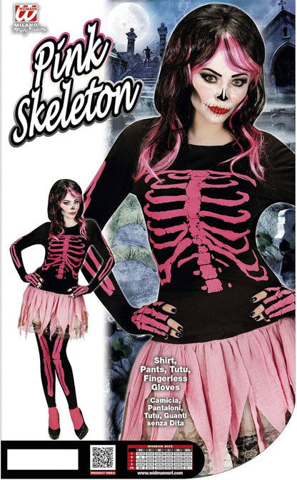 "PINK SKELETON" (shirt, pants, tutu, fingerless gloves) - (M)