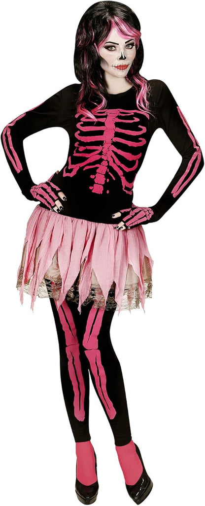 "PINK SKELETON" (shirt, pants, tutu, fingerless gloves) - (M)