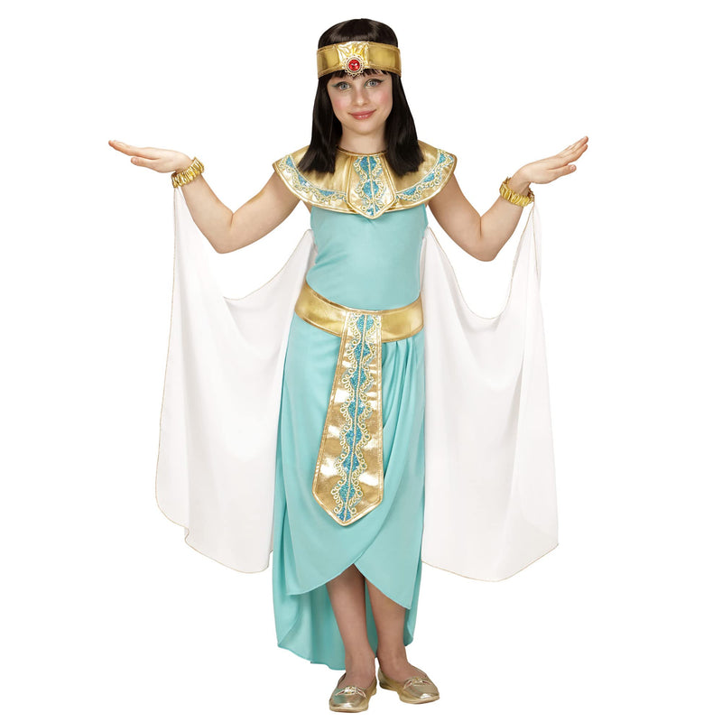 Widmann 49436 - Children's costume Egyptian queen, dress, belt, bracelets, headband and cape 128 Turquoise