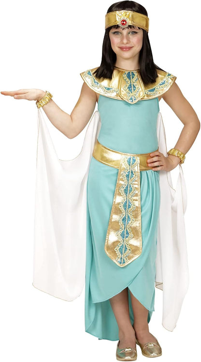 Widmann 49436 - Children's costume Egyptian queen, dress, belt, bracelets, headband and cape 128 Turquoise