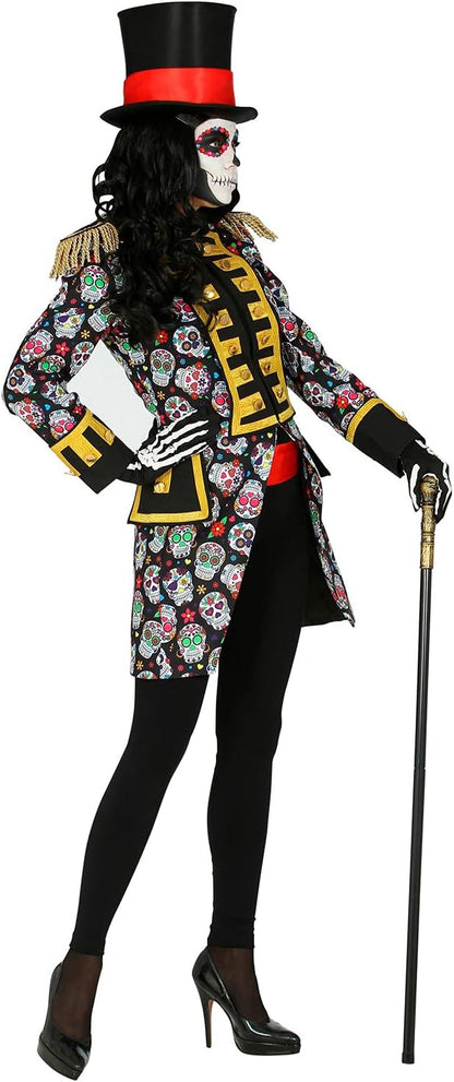 Widmann 10206539 50810 Dia de Los Muertos Parade Dress for Women, Guard Uniform, Day of Death, Jacket, Coat, Circus Director, Costume, Carnival, Theme Party, Multicoloured, XXL