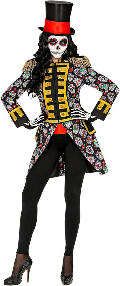 Widmann 10206539 50810 Dia de Los Muertos Parade Dress for Women, Guard Uniform, Day of Death, Jacket, Coat, Circus Director, Costume, Carnival, Theme Party, Multicoloured, XXL