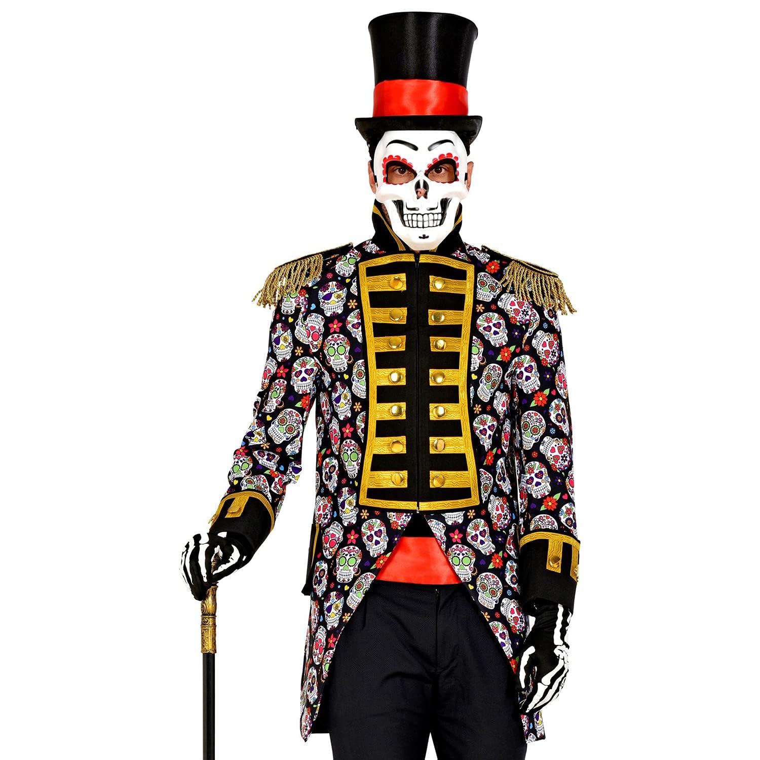 Widmann - Dia de los Muertos Parade Dress for Men Guard Uniform Day of Death Jacket Coat Circus Director Costume Carnival Theme Party XL