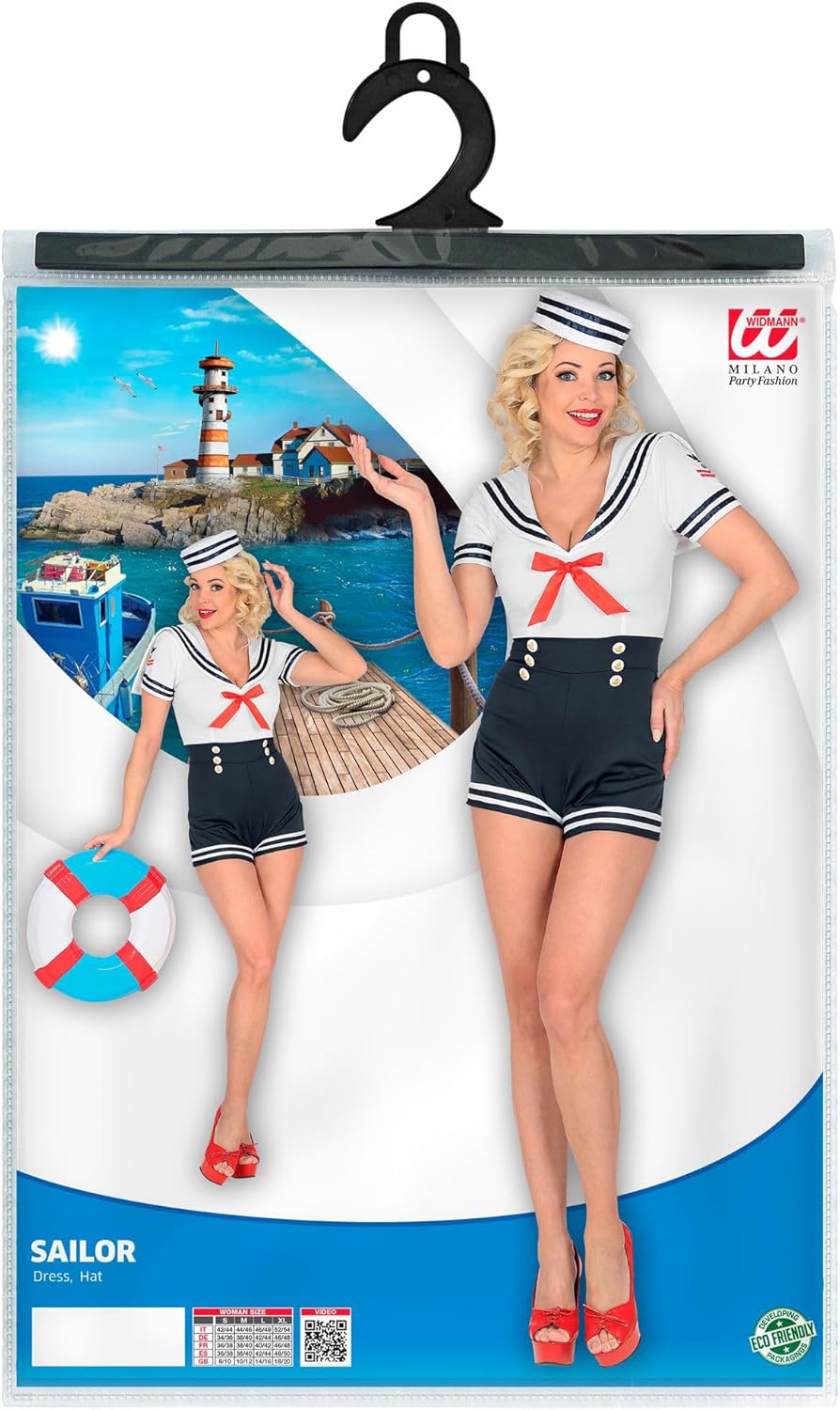 Widmann - Kostüm Matrosin, Jumpsuit und Hut, Marine, Uniform, Mottoparty, Karneval
