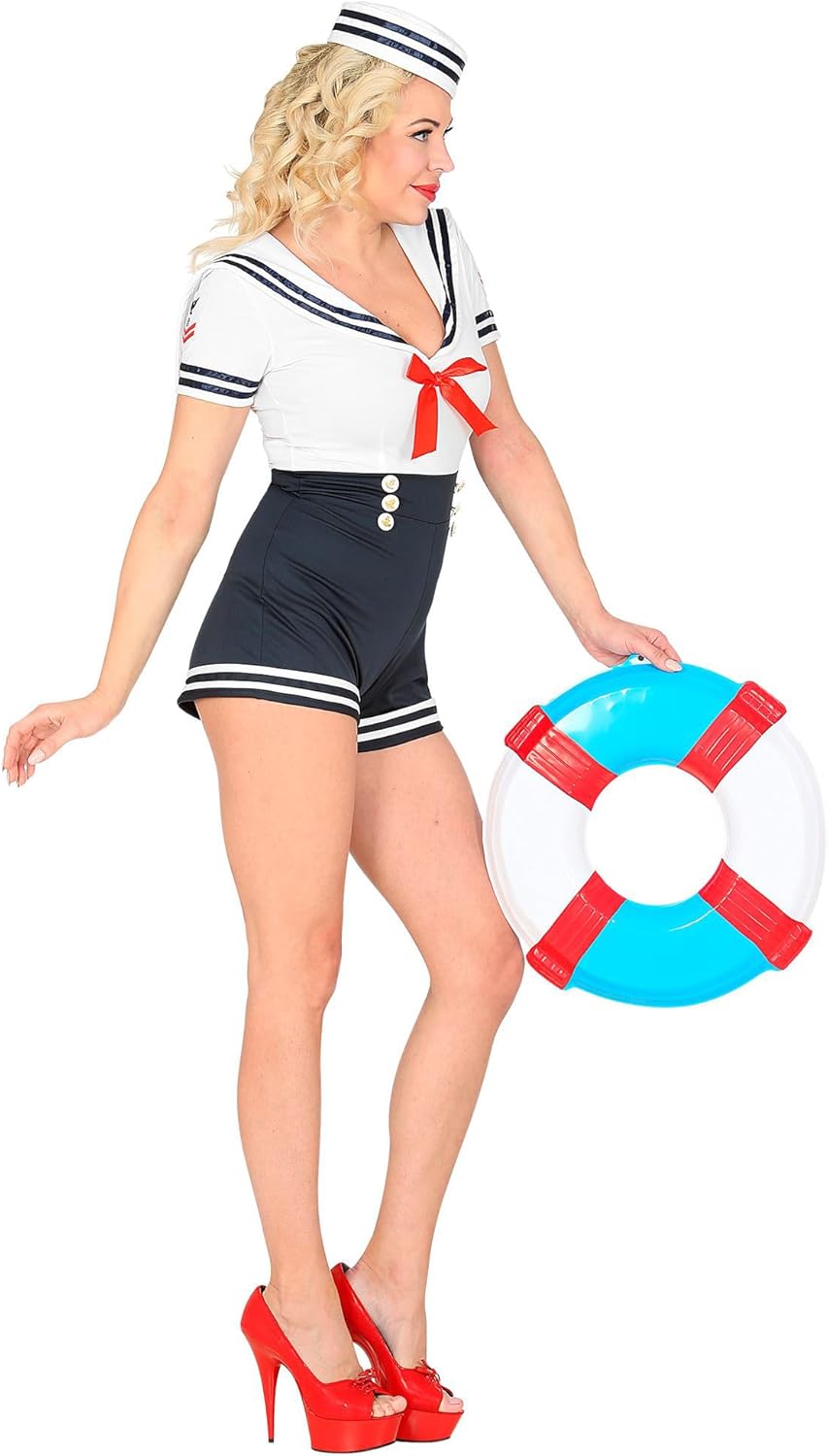 Widmann - Kostüm Matrosin, Jumpsuit und Hut, Marine, Uniform, Mottoparty, Karneval XL