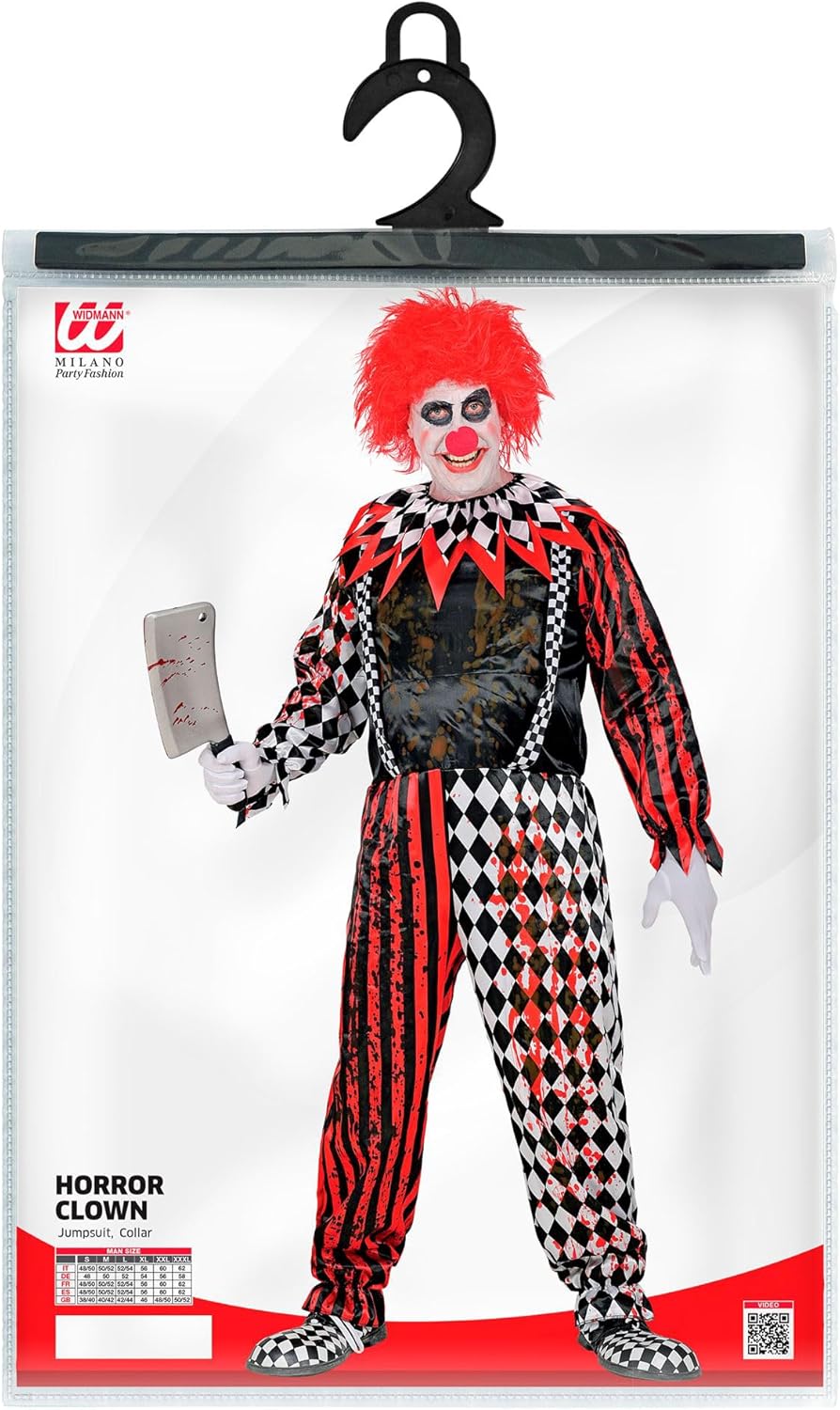 Widmann - Kostüm Killer-Clown, Overall und Kragen, Mottoparty, Halloween, Karneval