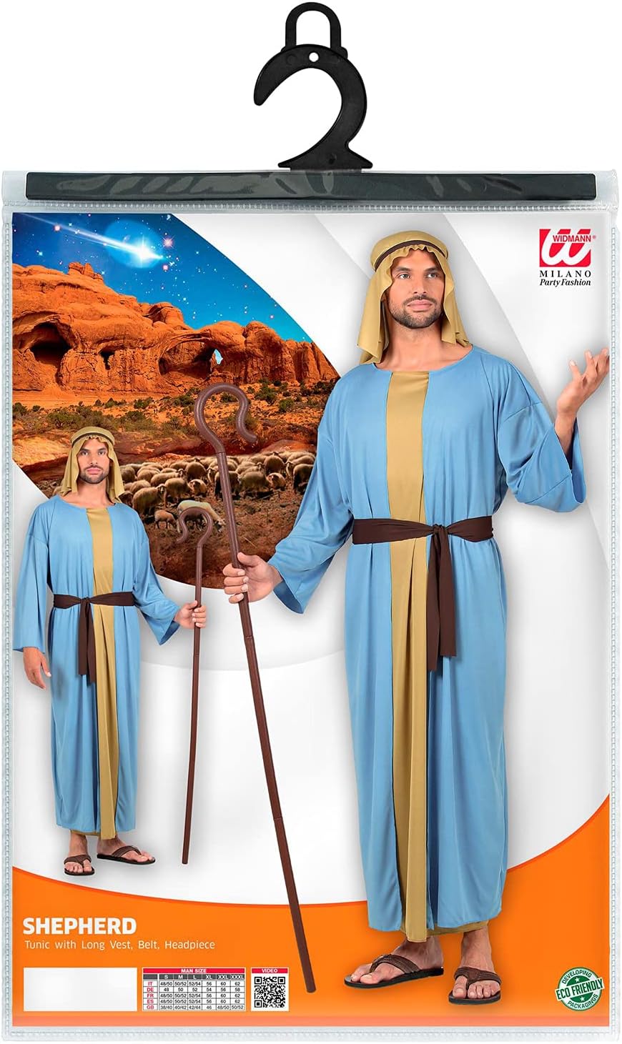 Widmann - Kostüm Schäfer, Robe mit langer Weste, Gürtel, Kopfbedeckung, für Herren, Hirte, Karneval, Mottoparty 3XL