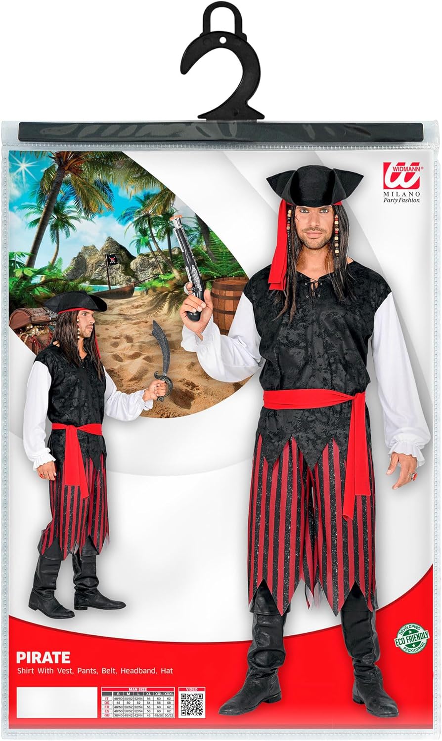 Widmann - Costume Pirate, Captain, Bandit, Halloween, Fancy Dress Costumes, Carnival XL