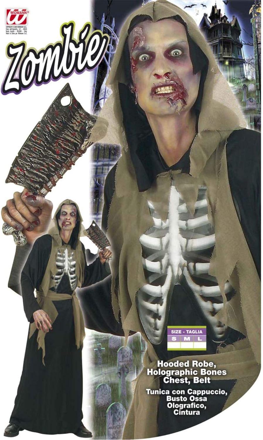 Mens Holographic Zombie Costume Medium UK 40/42" for Halloween Fancy Dress