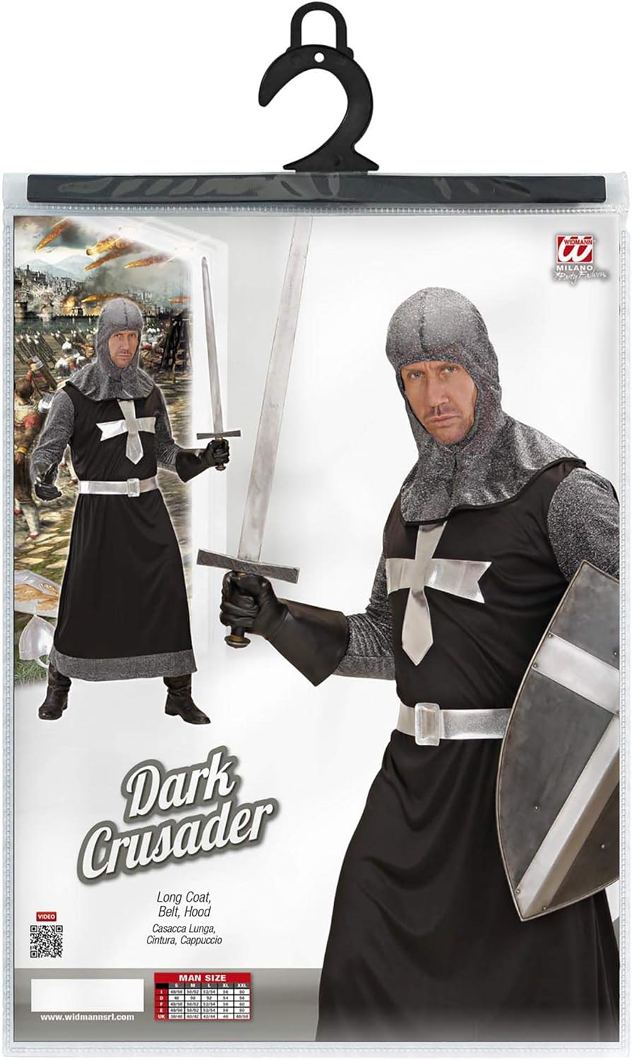 Dark Crusader - Black/Silver Costume Small for Medieval Knight Fancy Dress