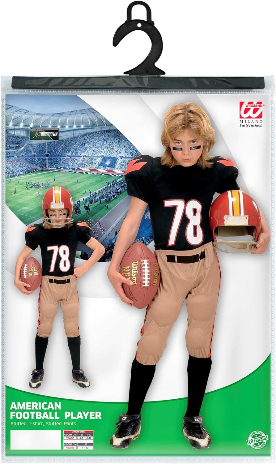 Widmann Children's American Football Player Costume Padded T-Shirt Padded Trousers High School Theme Party Carnival 140
