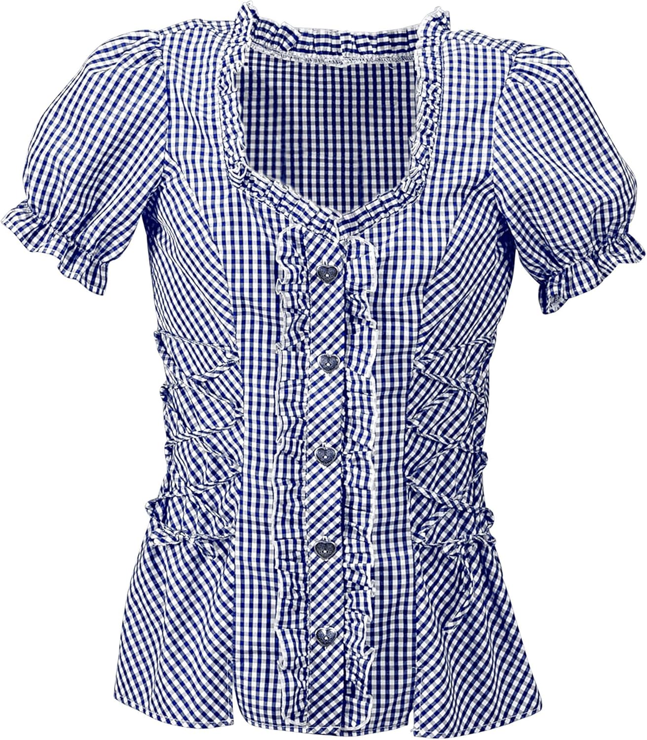 Widmann 59383 Plaid blouse, Blue, L L Blue