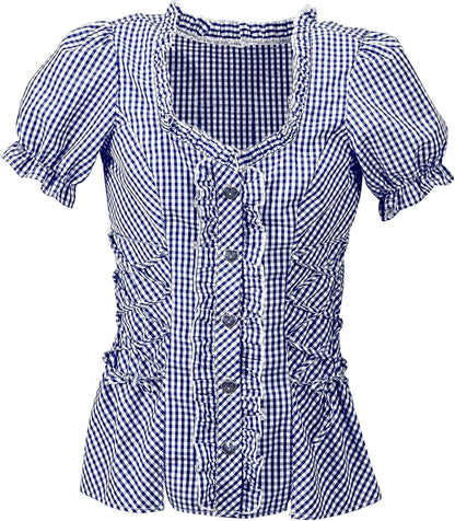 Widmann 59383 Plaid blouse, Blue, L L Blue