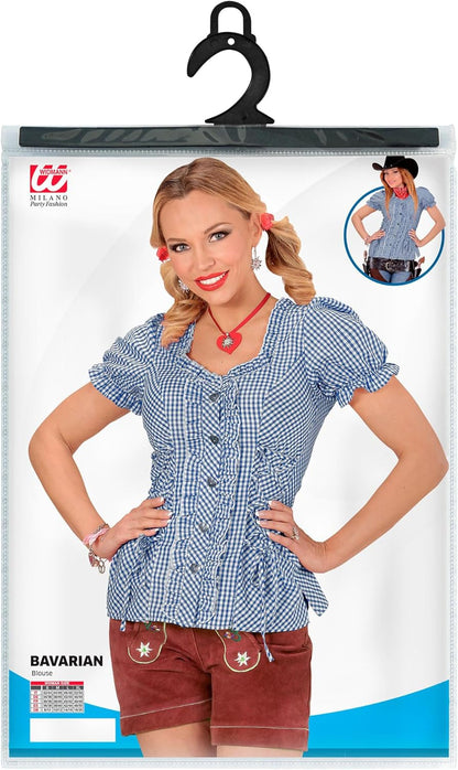 Widmann 59383 Plaid blouse, Blue, L L Blue