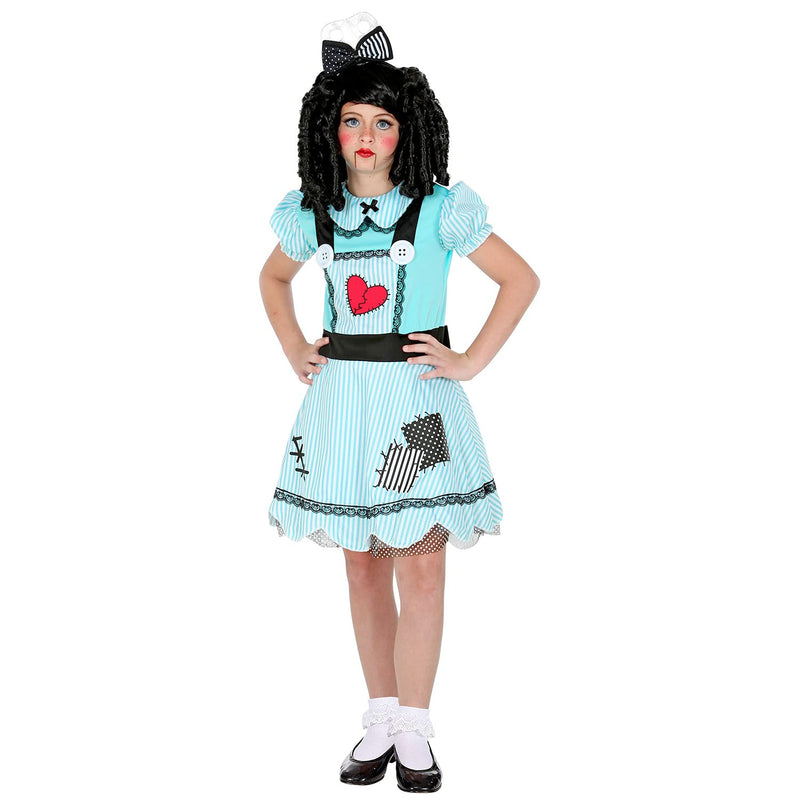 Widmann Children's Costume Doll, 2 Pieces, Dress and Hair Bow, for Girls, Gothic, Dark Girl, Psycho, Scary, Costume, Fancy Dress, Theme Party, Carnival, Halloween 140