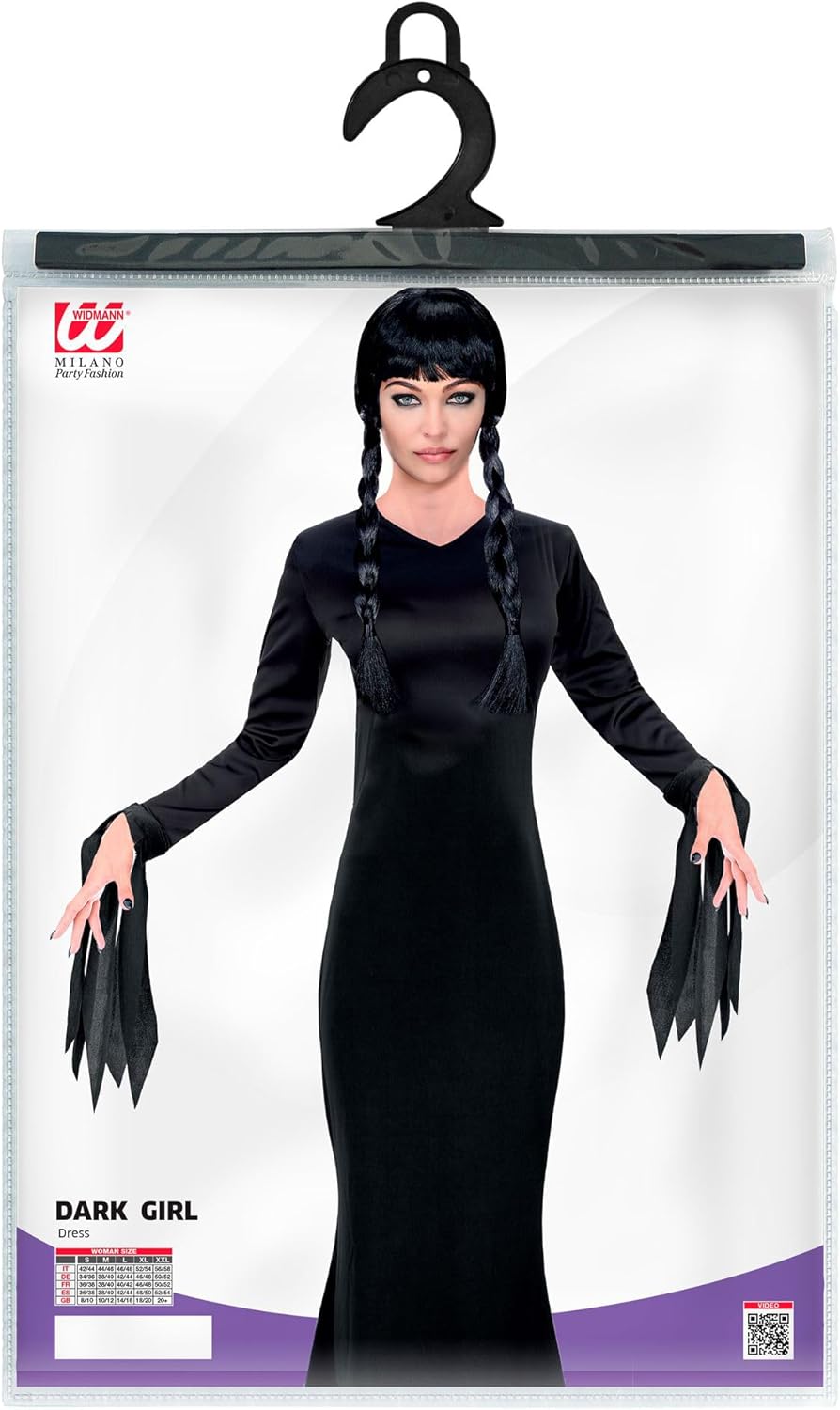 WIDMANN 60613 - Dark Girl Costume for Adults, Women, Gothic, Horror, Fairytales, Halloween, Carnival, Size L