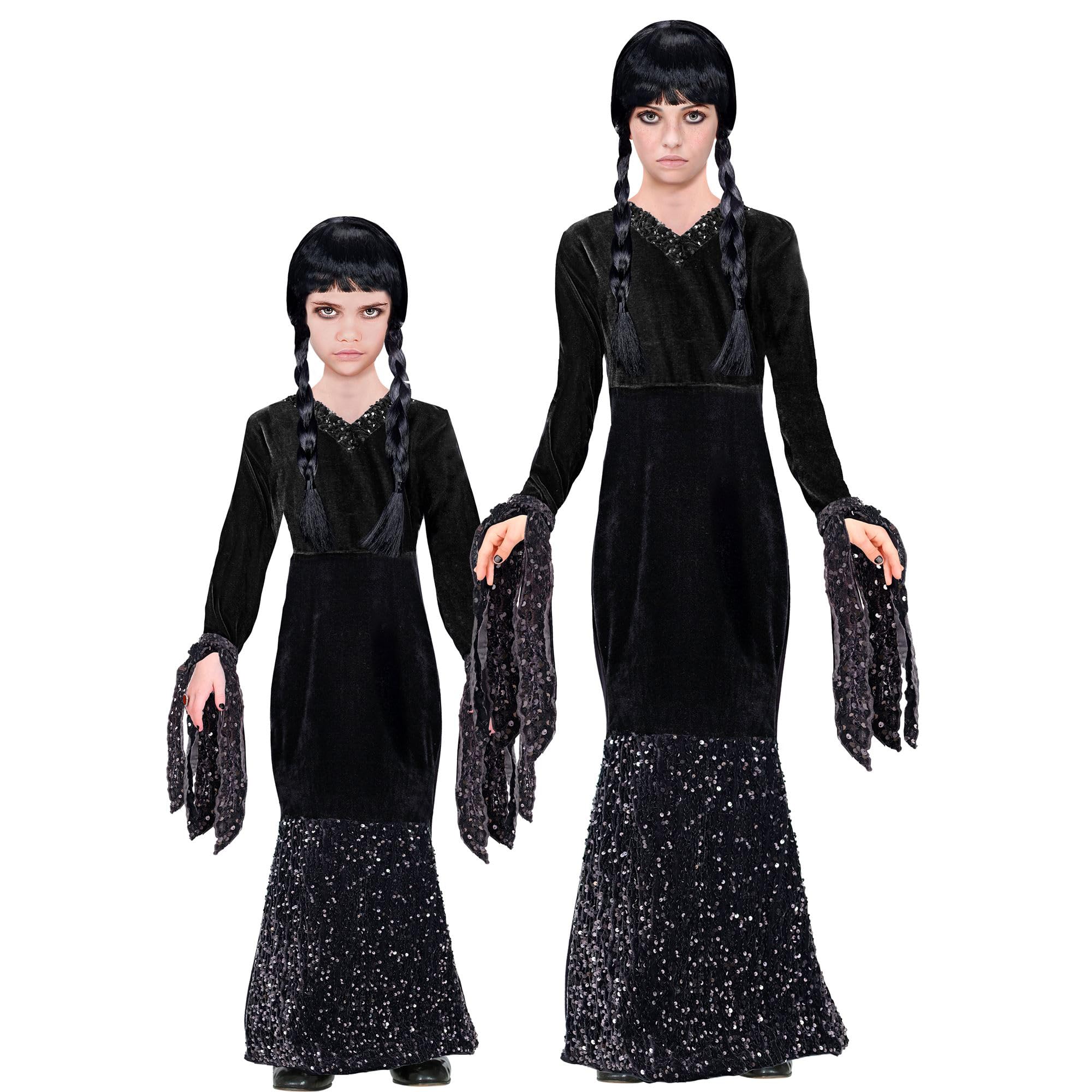 WIDMANN 60646 - Dark Girl Costume for Girls, Gothic, Horror, Fairytales, Halloween, Carnival, Size 128 Cm (5-7 Years) 128 cm / 5-7 Years