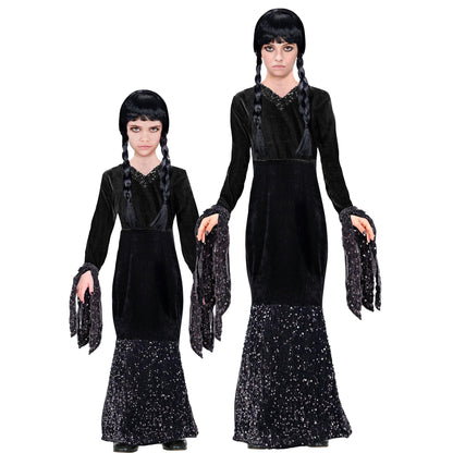 WIDMANN 60646 - Dark Girl Costume for Girls, Gothic, Horror, Fairytales, Halloween, Carnival, Size 128 Cm (5-7 Years) 128 cm / 5-7 Years