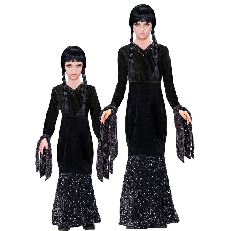 WIDMANN 60646 - Dark Girl Costume for Girls, Gothic, Horror, Fairytales, Halloween, Carnival, Size 128 Cm (5-7 Years) 128 cm / 5-7 Years