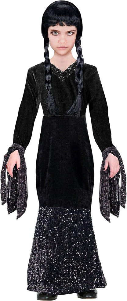 WIDMANN 60646 - Dark Girl Costume for Girls, Gothic, Horror, Fairytales, Halloween, Carnival, Size 128 Cm (5-7 Years) 128 cm / 5-7 Years