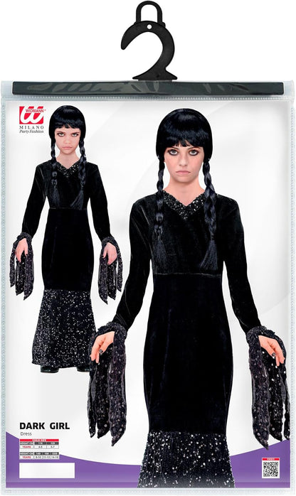 WIDMANN 60646 - Dark Girl Costume for Girls, Gothic, Horror, Fairytales, Halloween, Carnival, Size 128 Cm (5-7 Years) 128 cm / 5-7 Years